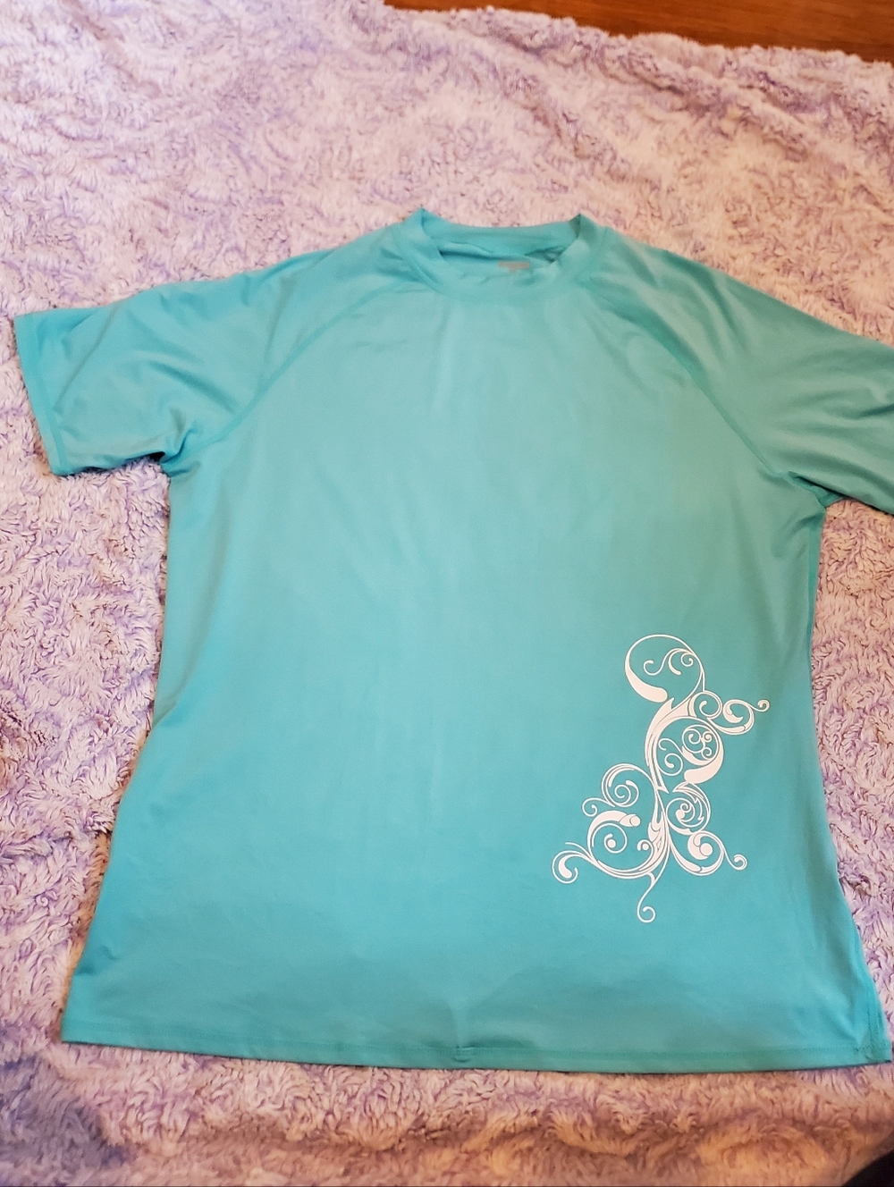 Women's Aqua Swim Shirt with White Accent